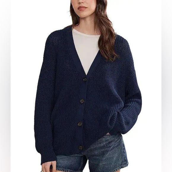 Jenni Kayne Cotton Cocoon Cardigan in Navy - Picture 2 of 6